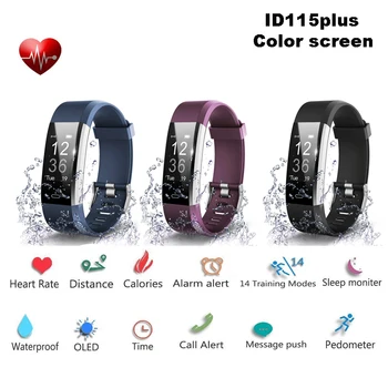 

Bluetooth Smart Color Screen ID115plus Smartband Heart Rate Monitor Blood Pressure Fitness Tracker Smart Watch Band Men