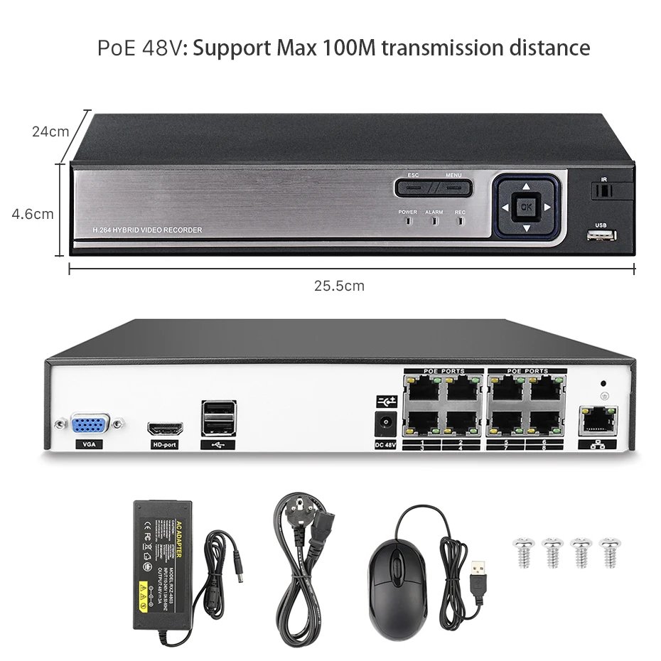 Сетевой видеорегистратор BESDER 4CH/8CH H.265 CCTV NVR 48V PoE 4 канальный * 5MP/8 4MP сетевой P2P ONVIF 2