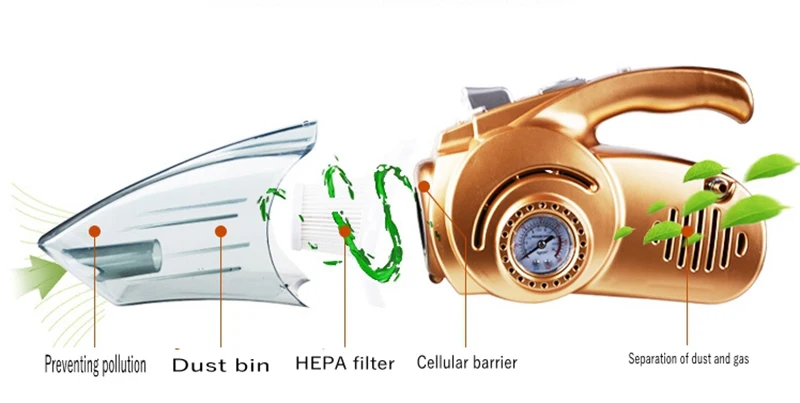 4 в 1 большой мощности автомобиля дома 100 Вт портативный автомобильный пылесос Влажная сухая двойного использования автомобильный прикуриватель Hepa фильтр давления в шинах 4 м