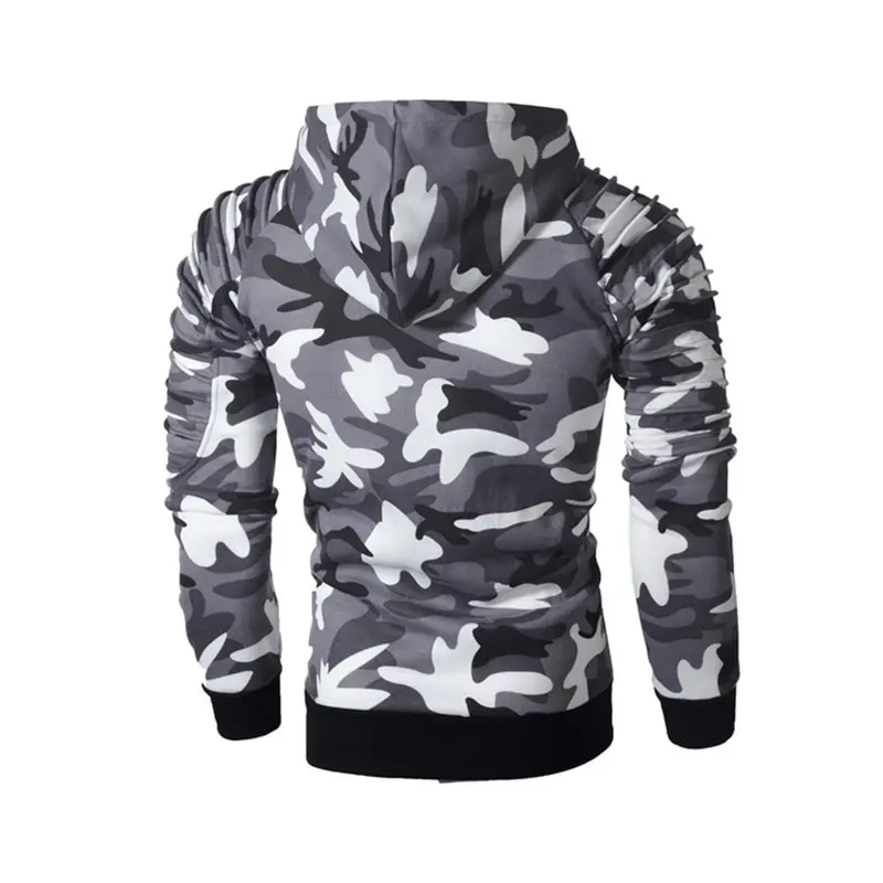 HEFLASHOR классический Camoflauge свитшоты плиссированные осенние мужские камуфляжные