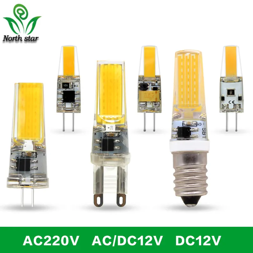 

5PCS/lot LED G4 G9 E14 Lamp Bulb AC/DC 12V 220V 9W 6W COB SMD LED Lighting Lights replace Halogen Spotlight Chandelier