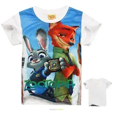 2016 New Zootopia T-shirt Kids Clothes Boys T Shirt Children Clothing Zootopia Clothes Girls Tops Summer Boys Short Sleeve Tees