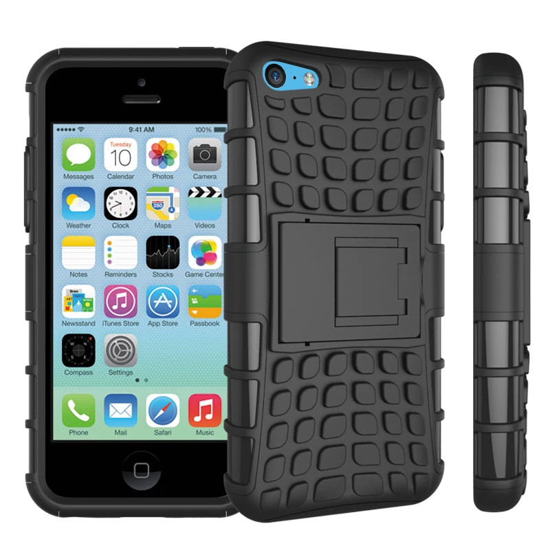 For iPhone 5c Case Heavy Duty Armor Shockproof Hybrid Hard Soft Silicone Rugged Rubber Phone