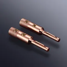 Free shipping 4pcs Pure Copper / Purple Copper Speaker Banana Plug for interconect cable