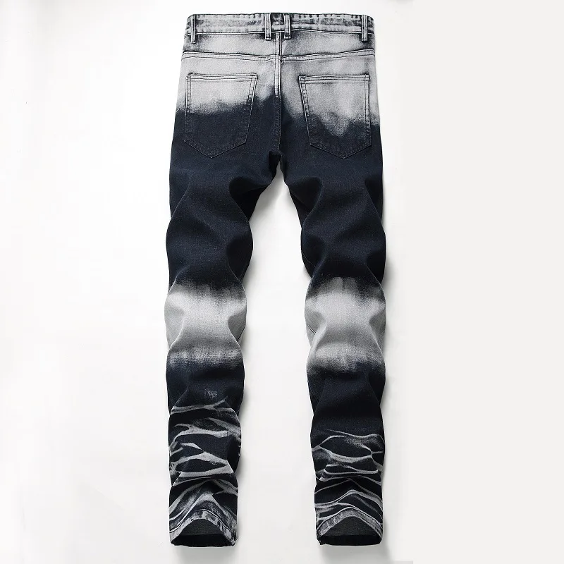 Mcikkny New Men's Ripped Jeans Pants Slim Distressed Black Grey Denim Trousers Streetwear Ankle Zipper Jeans For Male Washed  (7)