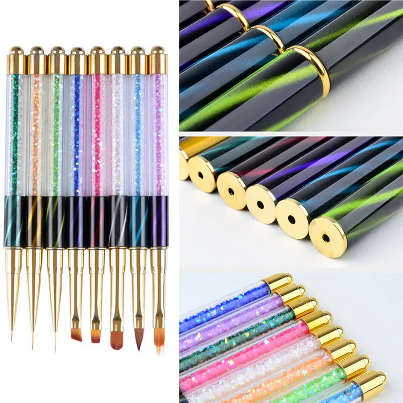 

Liquid Nail Art Brush Pen Rhinestone Diamond Metal Acrylic Handle Carving Powder Painting Gel Brush Salon Liner Manicure #289558