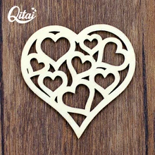 Q④ 12 шт./лот Сердце Дерево ремесло отлично подходит для свадебного декора украшения дома креативный подарок DIY Скрапбукинг фанера Wf030-1