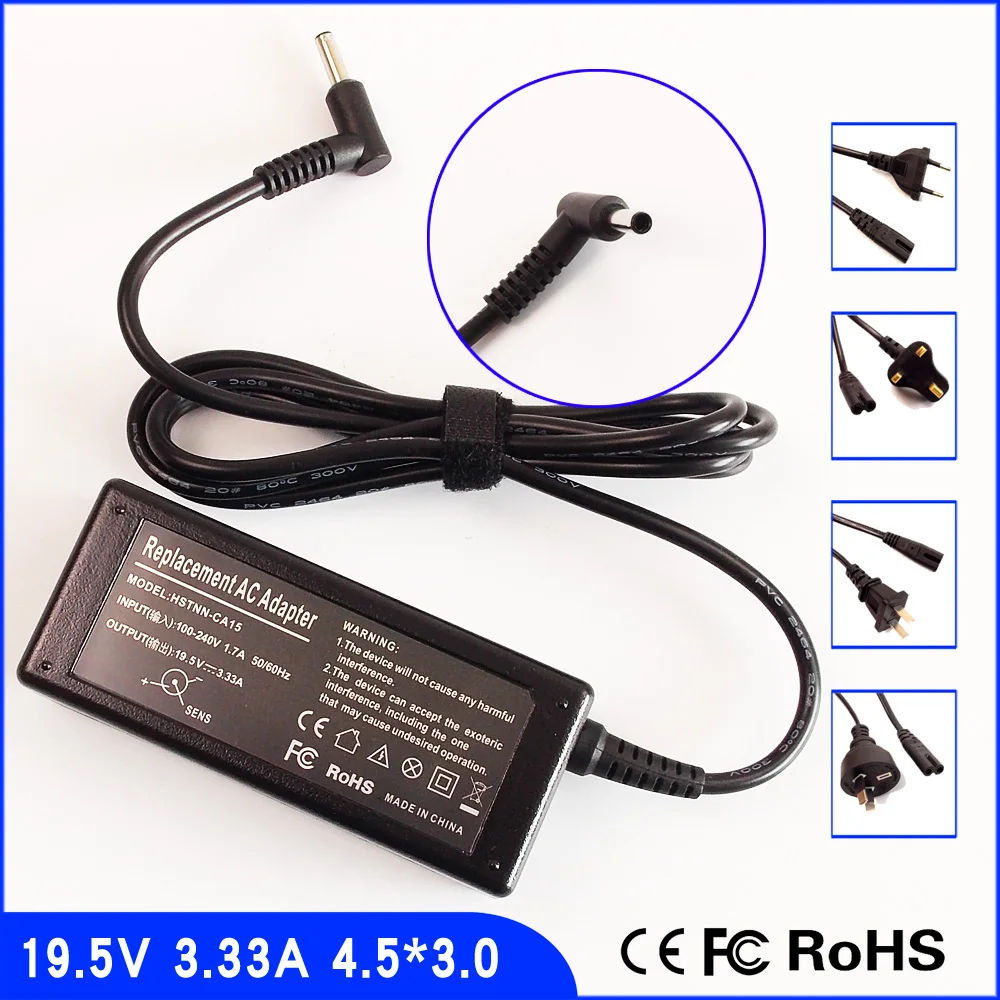 19.5V 3.33A Laptop Ac Power Adapter Charger for HP ENVY x360 15 u010dx,15 u011dx 15 u100nr 15