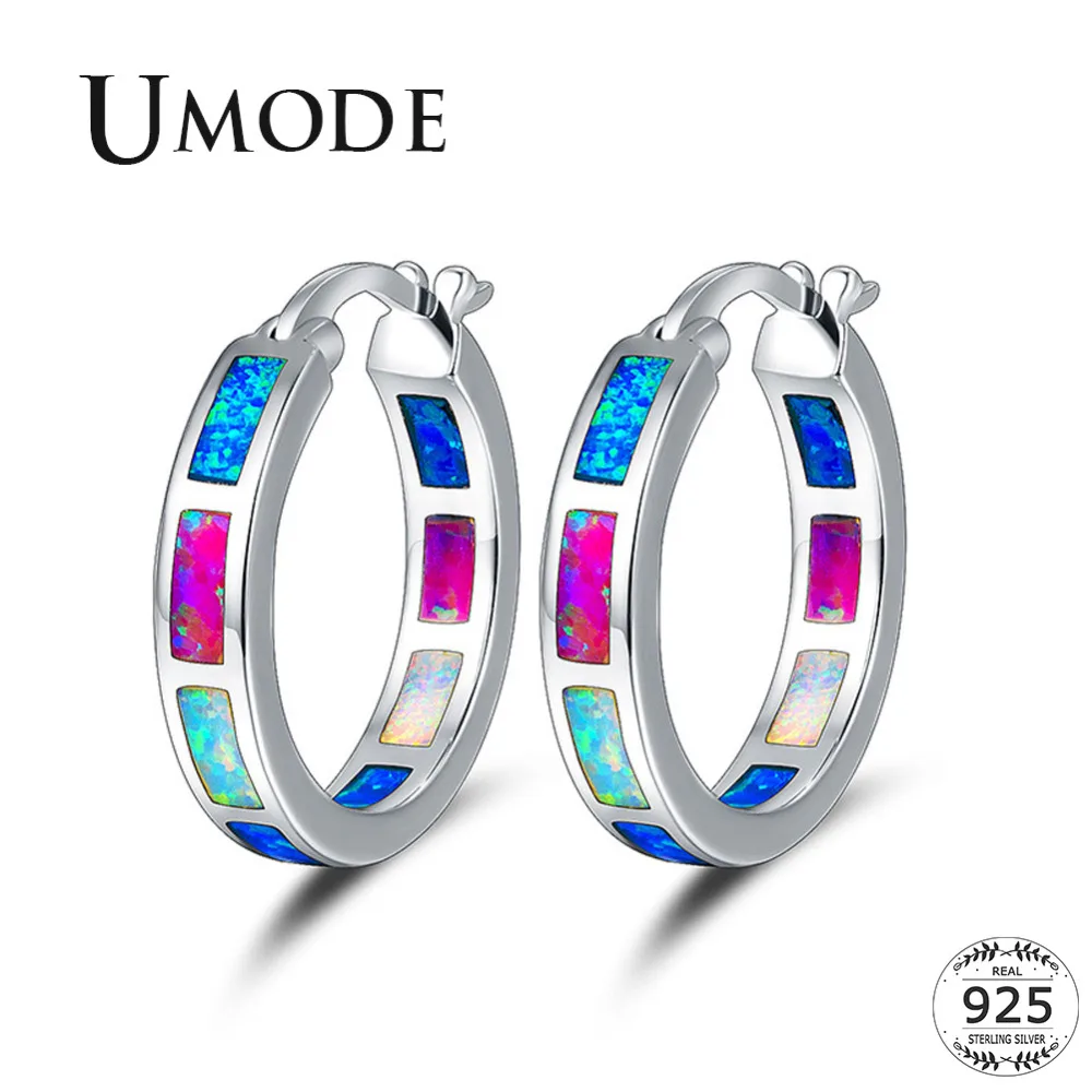 

UMODE Fashion Hoop Earrings for Women Opal Colorful Stones Jewelry Huggie Earrings Pendientes Mujer Moda 2018 New Aretes AUE0386