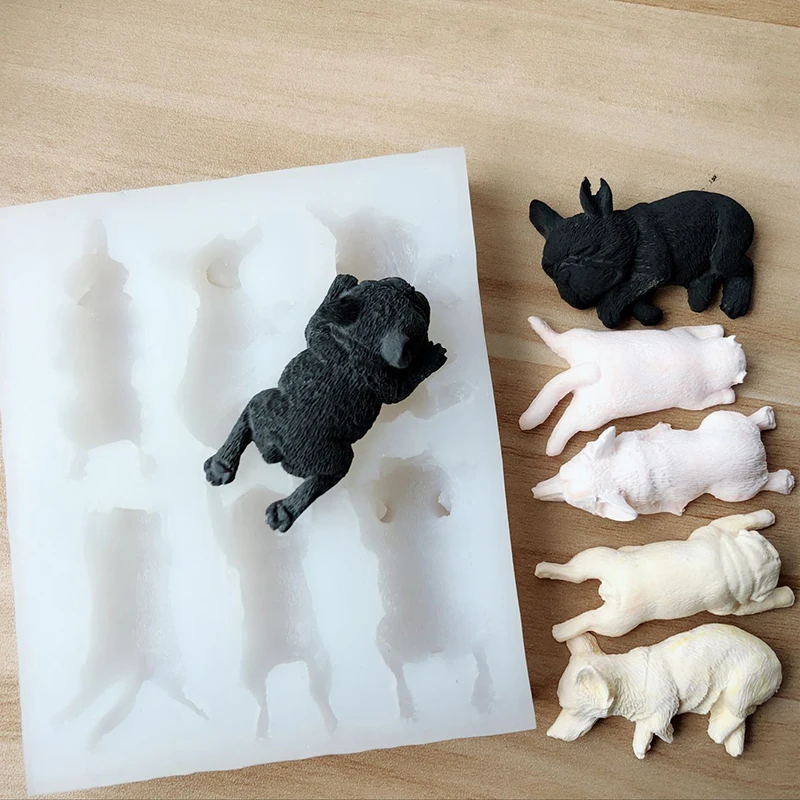 Безопасность DIY воск для ароматерапии силиконовая форма милый 3D Кот коки бульдог