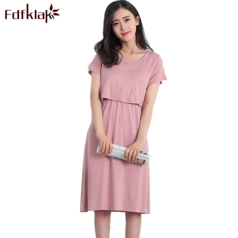 

Fdfklak 5 Styles Maternity Nightgown For Pregnant Women Nursing Clothes Summer Cotton Breast Feeding Nightwear Sleepwear F336
