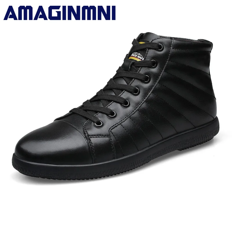 

AMAGINMNI Brand Big Size Men Shoes Fashion Winter Leather Ankle Boots Genuine Leather Mens Cowboy Boots Male Moccasin Boots