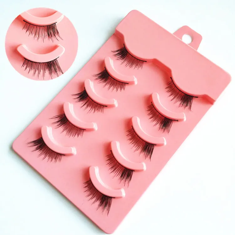 

2019 Hot Sale Half False Eyelashes Pink Box Soft Comfortable Natural Hand Made Eye Lashes Profession Makeup Extension Tool Cheap