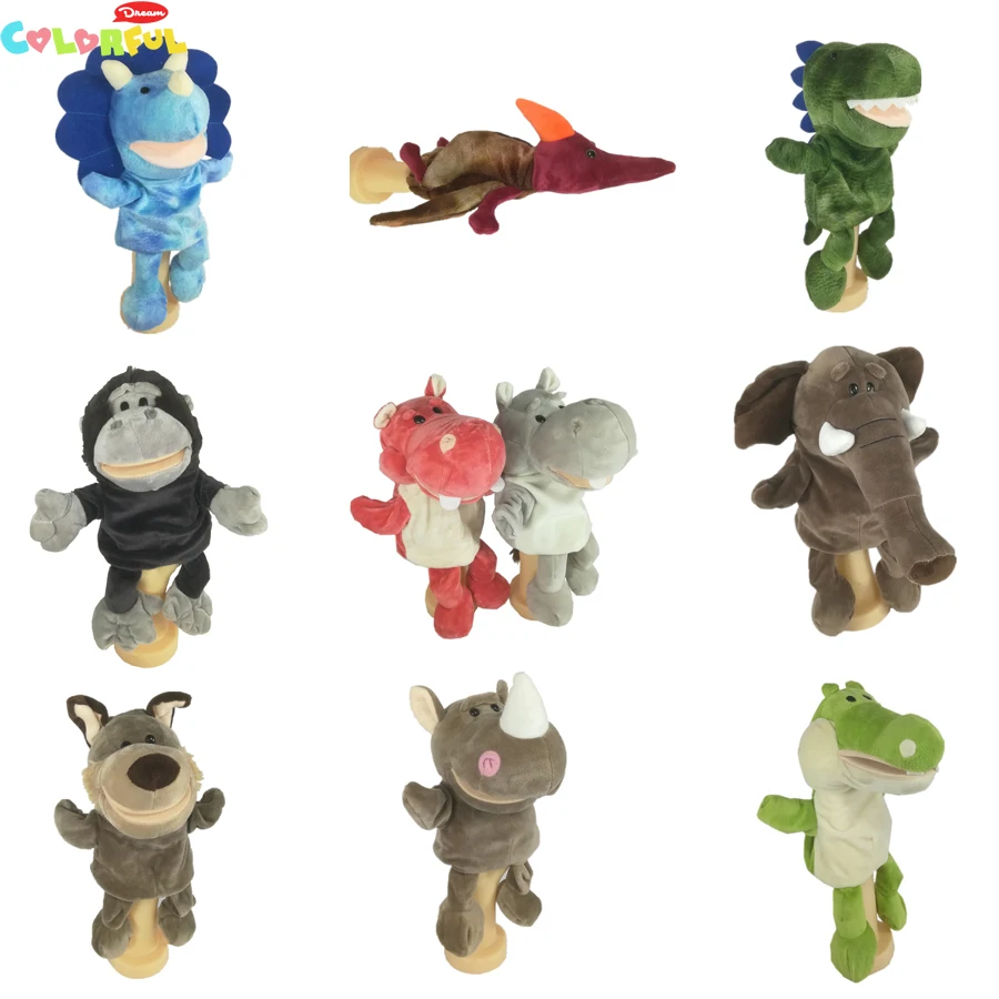 

1PCS 27 style three-dimensional animal plush hand puppet, early childhood education toys, parent-child interactive puppets