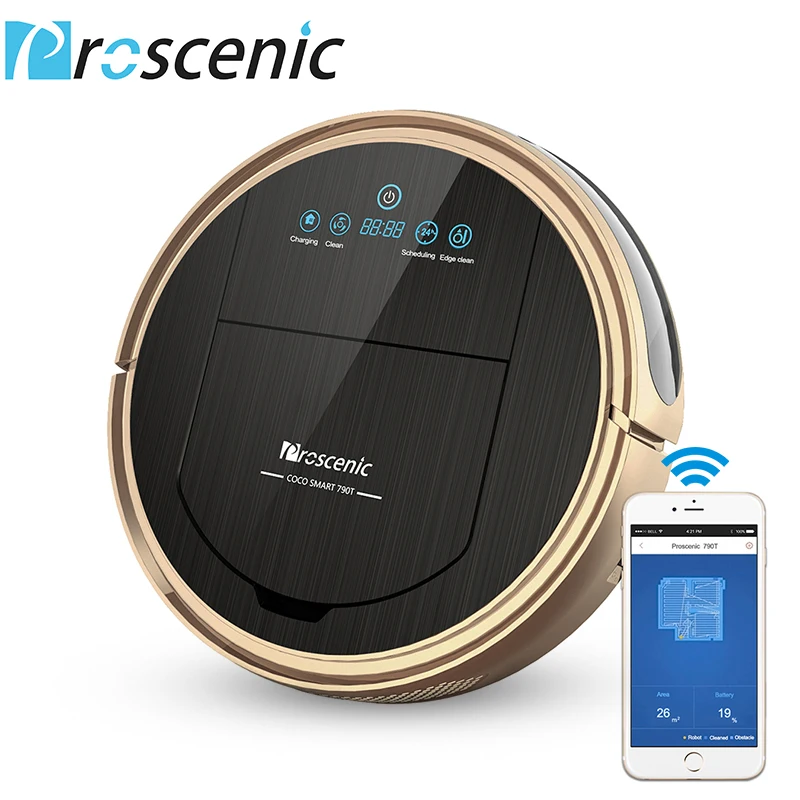 Робот-пылесос Proscenic 790T 1200Pa Всасывание мощности Пылесос с Wi-Fi подключенным пультом дистанционного управления электропылесос Робот-пылесос Proscenic 790T 1200Pa Всасывание мощности Пылесос с Wi-Fi подключенным пультом дистанционного управления электропылесос