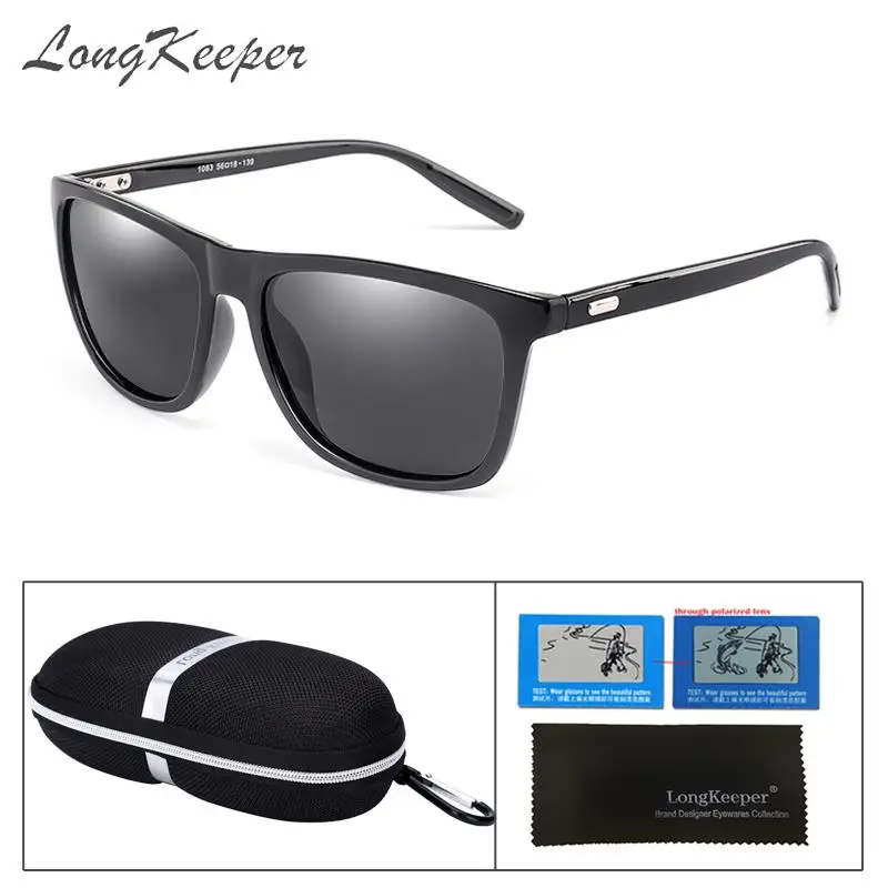 Поляризационные солнцезащитные очки с футляром, мужские зеркальные солнцезащитные очки для вождения, женские очки с квадратной оправой, с коробкой, подарки UV400 1083