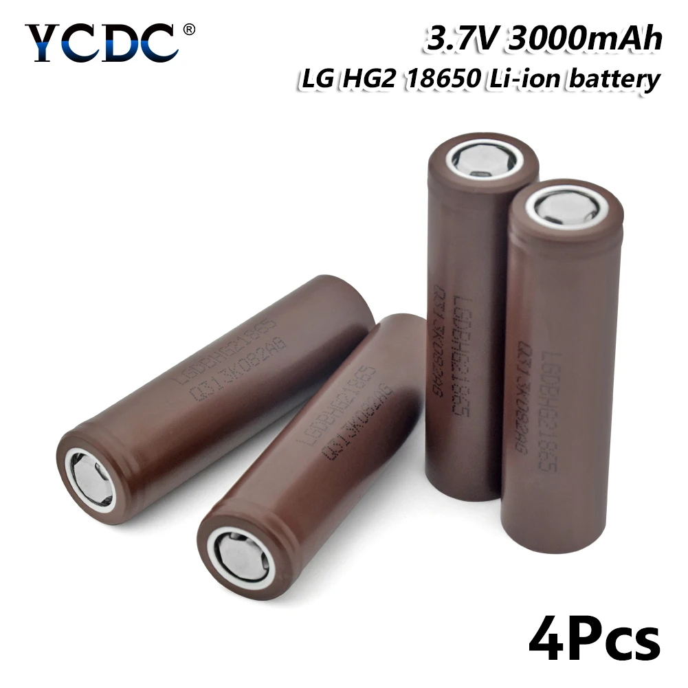 

4x Rechargeable LG 18650 HG2 Lithium Battery 3.7V 3000mAh For Torch Headlamp for Laser Pen LED Flash light Cell battery holder