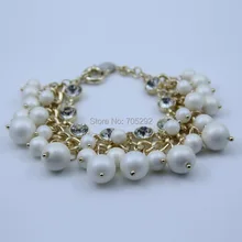 2015 Fashion Imitation Pearl Hang On Multilayer Link Chain Bracelet Free Shipping