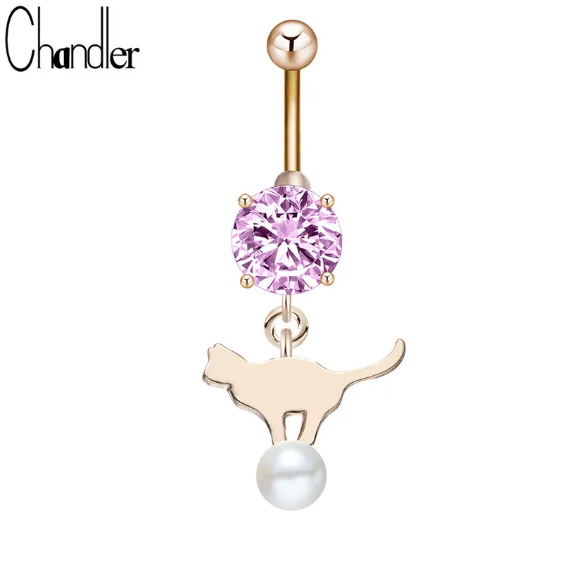 Noble ombligo con 7 colgantes de perlas