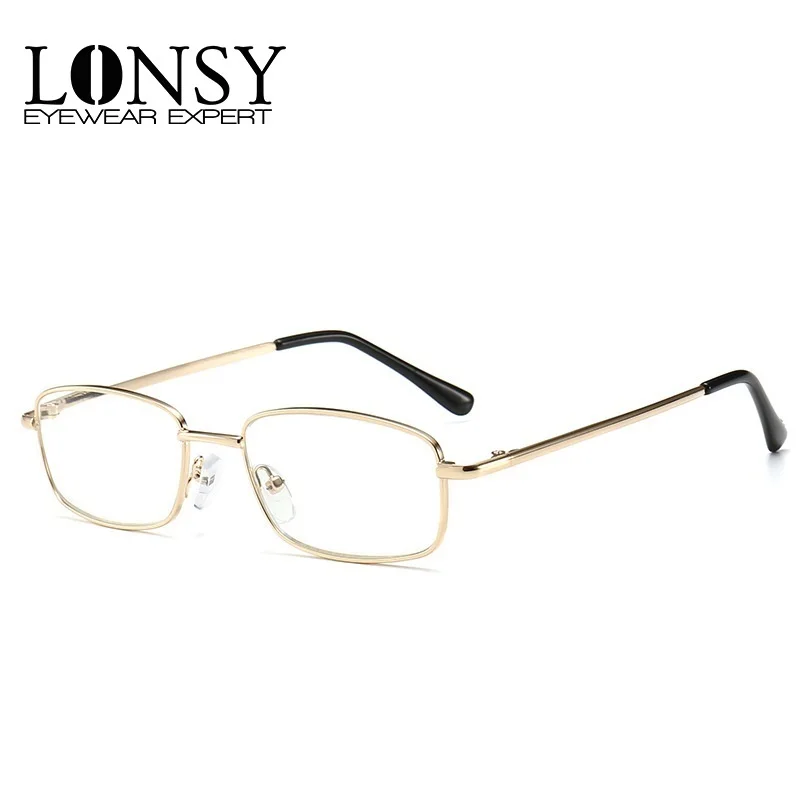 

LONSY Retro Anti Blue Light Alloy Reading Glasses Women Men Luxury Brand Business Hyperopia Prescription Eyeglasses