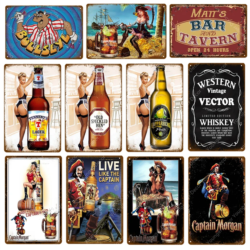 

Western Vintage Wector Whiskey Metal Signs Wall Poster Vintage Iron Painting Plaque Pub Bar Tavern Hotel Home Decor
