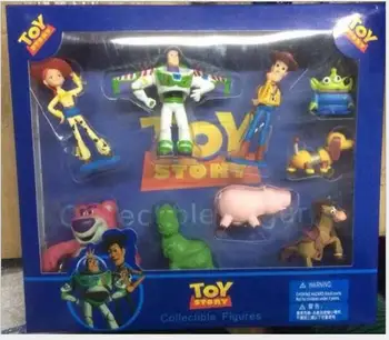 

9pcs/set Toy Story 3 Buzz Lightyear Woody Jessie Lotso Rex Dinosaur Bullseye Horse little green men Figure Toys with box