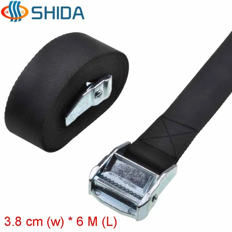 

1 PCS 1.5 inch 3.8 cm x 6 Meters Metal Cargo Lashing Polyester Webbing Strap Ratchet Tie Down with Cam Buckle Winch Strap