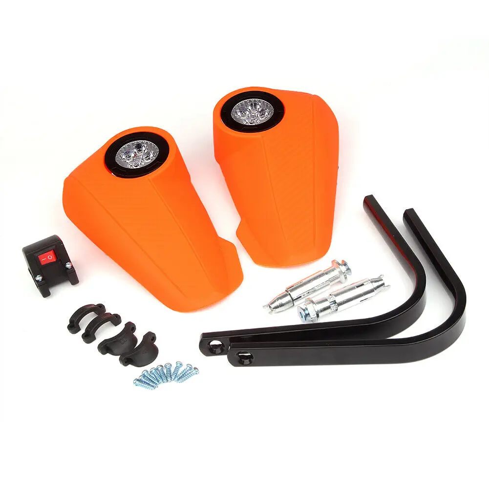 Triclick мотоцикл светодиодные рукавицы 7/" Кисть бар Защитная ручка протектор щит Мотоцикл Скутер ветрозащитный руль - Цвет: Orange