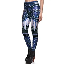 New 3803 Sexy Girl Horde Feather Skull WOW Game Cosplay Printed Elastic Fitness Polyester Workout Women Leggings Pants Plus Size