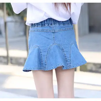 

2019 Fashion Summer Teen Girls Mini Jeans Skirt Blue Denim Splicing Baby Kids Skirts Little Girls Children Clothes 7 8 9 10 11 T