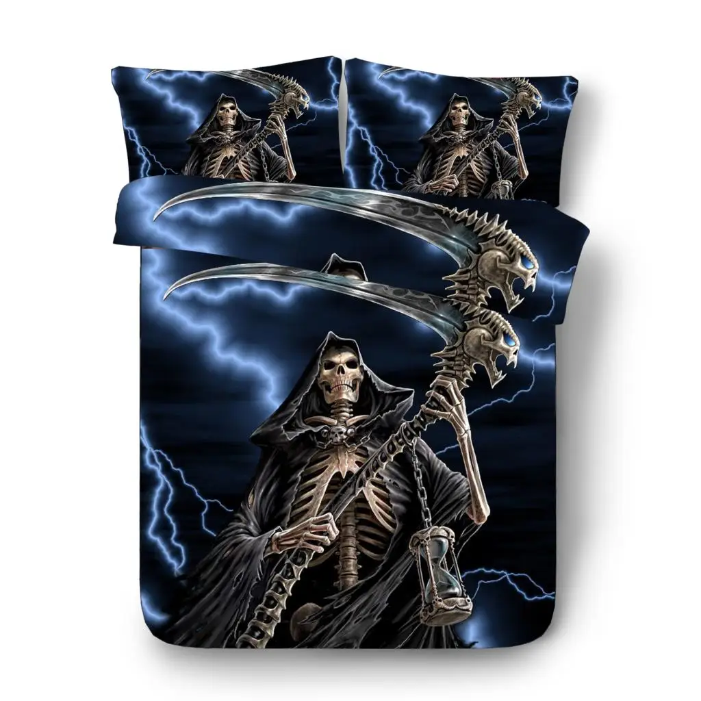 Best Drop shipping Bedding Sets 3D Digital Printing Skull Bedding Set Duvet Cover Queen King 3D Skull XX03 Lightning Skull