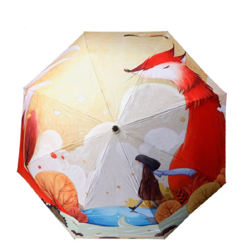 TIANQI Новое поступление художественная картина маслом трехсложный Зонт paraguas женский зонтик Анти-УФ Водонепроницаемый Дождь Зонты милый кот - Цвет: 3