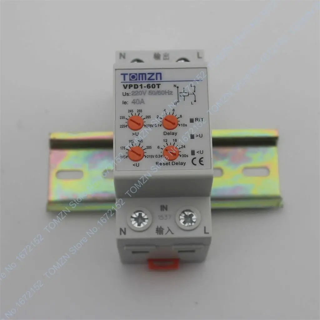 Skup 40A 220V na szynę Din automatyczne ponowne podłączenie nad napięciem i pod ochrona napięcia urządzenie ochronne przekaźnik z regulowanym przyciskiem