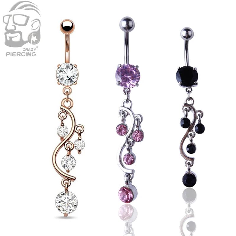 

1pc Fashion Surgical Steel Silver Navel belly button rings Bar Piercing Sexy Body Jewelry for women CZ navel piercing