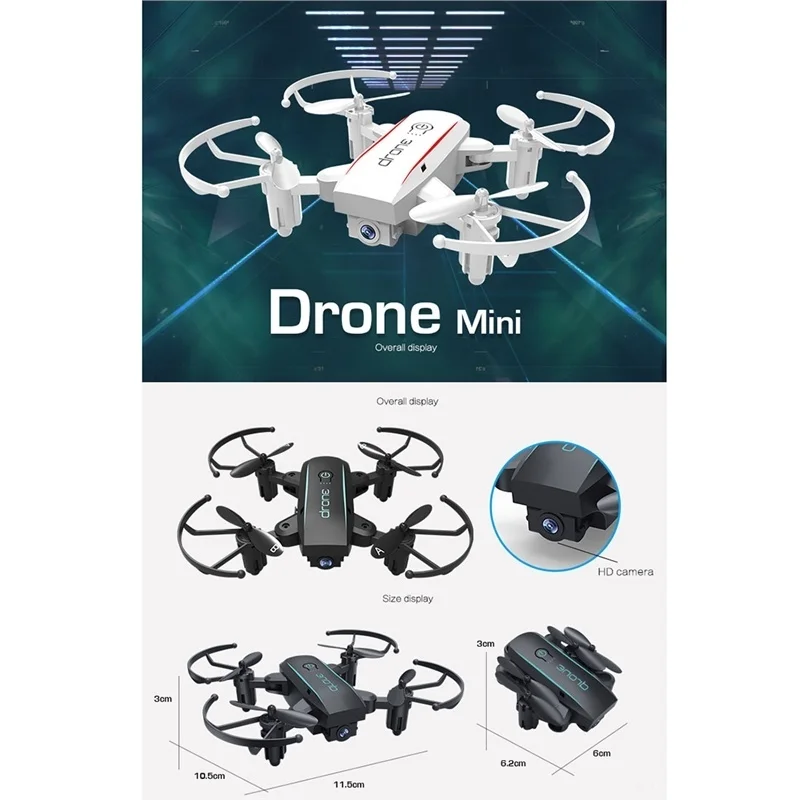 1601 Mini Foldable Aerial Photography RC Quadcopter 2.0MP Camera WIFI Drone VS JJRC H36 JJR/C H37 Black Fashion Accessories