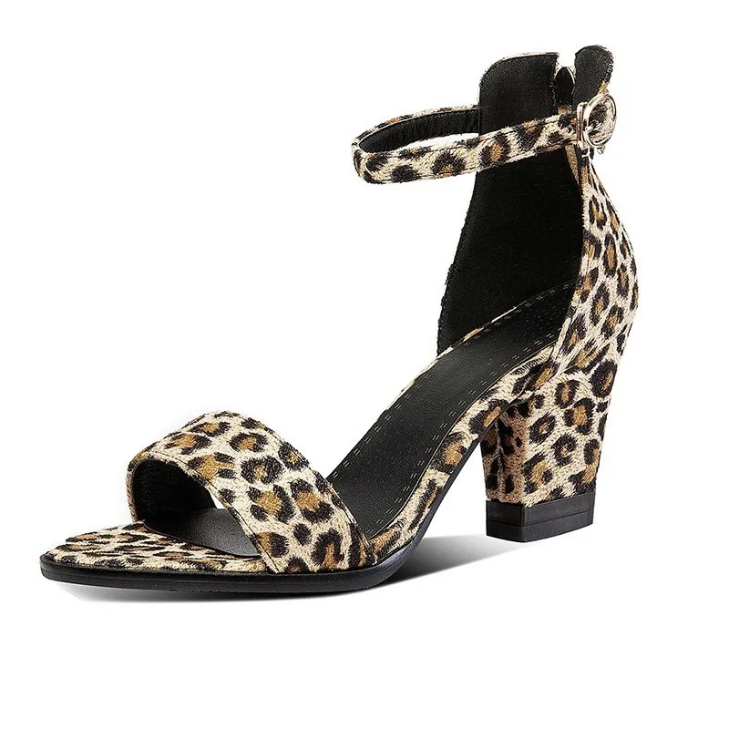 VIGOR/сандалии; женская обувь; Летняя обувь на каблуке; пикантные женские римские сандалии с леопардовым принтом; модельные Босоножки с открытым носком; MY236