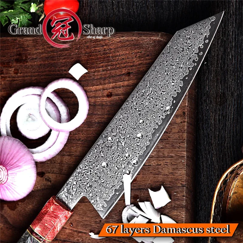 Grandsharp 8.2'' Damascus Kitchen Knife Handmade Chef Knife VG10 Japanese Damascus Steel Kiritsuke Kitchen Knife Gift Box Hot