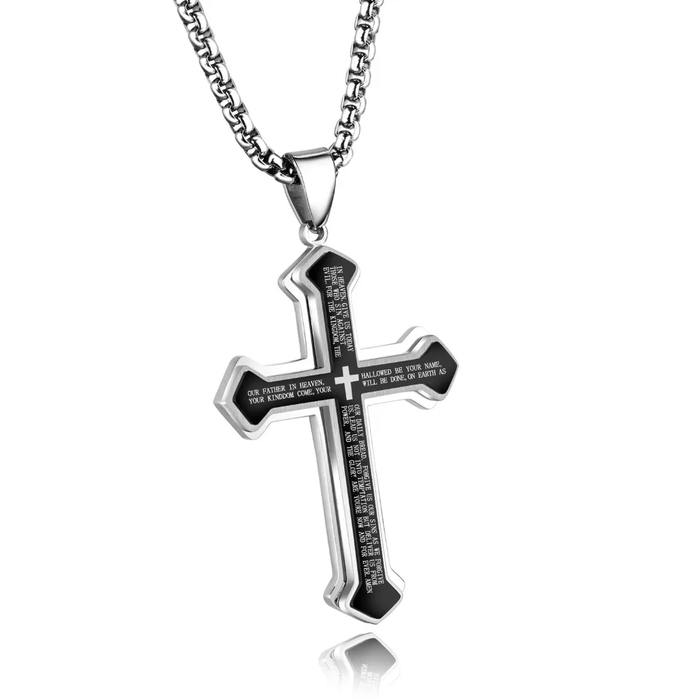 Buy Cross Necklace For Men Stainless Steel 3 Layer