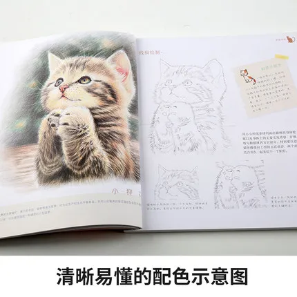 Китайский карандаш книга для рисования милый Дамаск животные цветной альбом