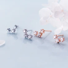 MloveAcc Аутентичные 925 пробы серебряные светящиеся звезды маленькие серьги-гвоздики женские прозрачные циркониевые серьги ювелирные изделия