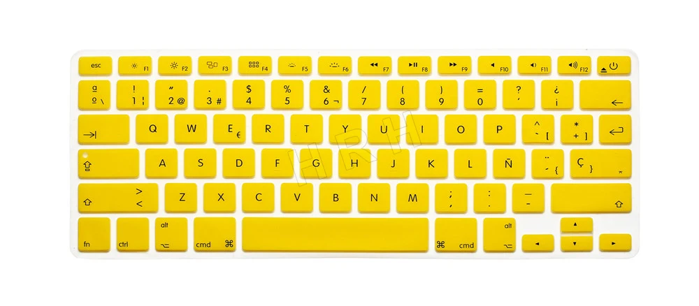 HRH 50X испанский Тонкий силиконовый чехол для клавиатуры защитная пленка протектор для MacBook Pro Air retina 13 15 17 Версия США - Цвет: Yellow