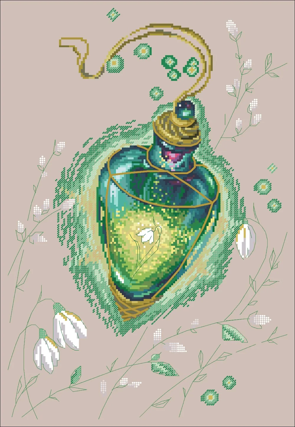 

Elixir of Spring cross stitch kit flower design cotton silk thread 14ct 11ct linen flaxen canvas embroidery DIY needlework