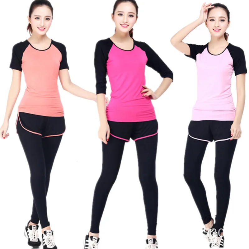 New women yoga wear suit fitness suit vest short sleeved sport Tight ...