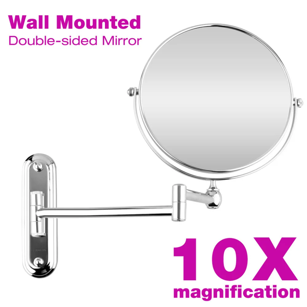 8 inch Wall Mounted Makeup Mirror Extending Folding Round Two Side 10X