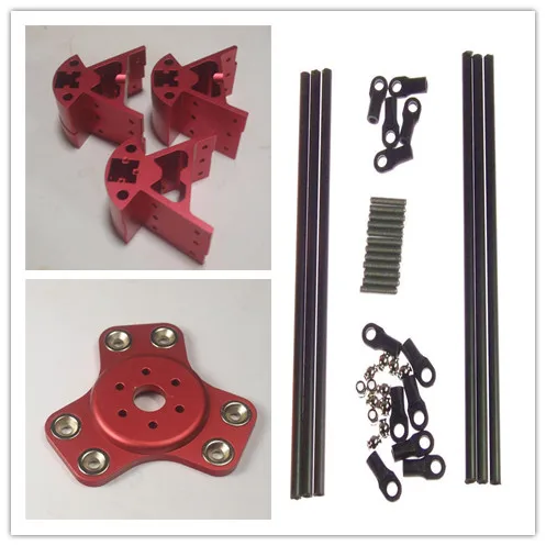 

Blurolls Red Color Delta Rostock Kossel k800 aluminum magnetic effector carriage+Corner kit+ 300MM Kossel Mini Rod Kit