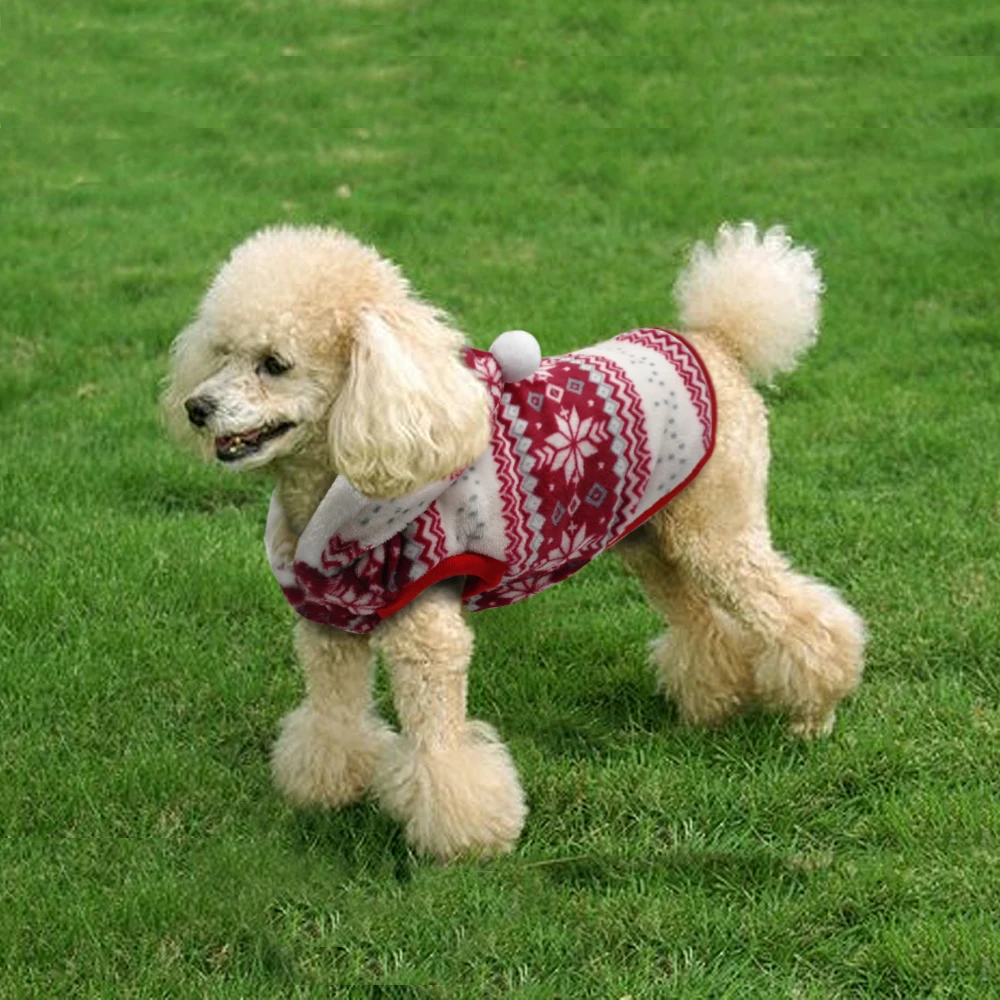 Winter Warm Pet Dog Coat Clothes Snowflake Print Christmas Hoodie Sweater For Small Medium Dogs