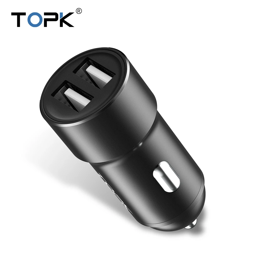 TOPK 2.4A Dual USB Car Charger for iPhone Xiaomi redmi Note 7 Mi 9 Samsung S10 Car-Charger Mobile Phone Charger in car