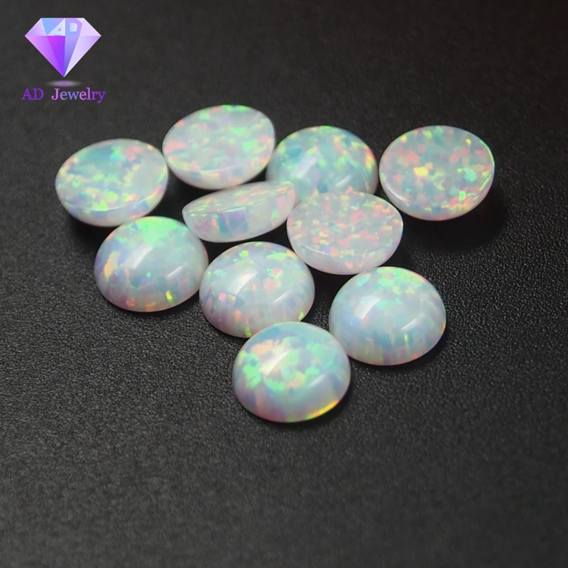 Lab Created White Opal Beads 6mm opal cabochon stone for ring