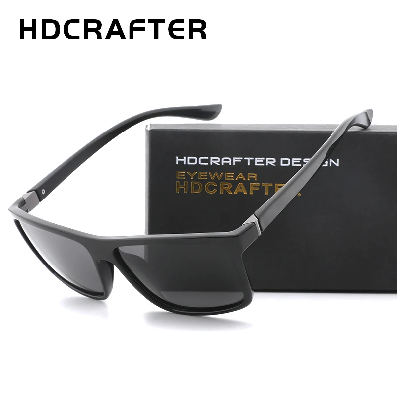 

HDCRAFTER 2019 Sunglasses men Polarized Square sunglasses Brand Design UV400 protection Shades Men glasses for driving