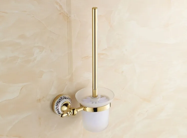 Золотой полированной PorcelainToilet щеткодержатели из нержавеющей стали настенные аксессуары для ванной комнаты 08TBH